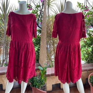 NEW Forever21 Red Lace Midi Dress LARGE